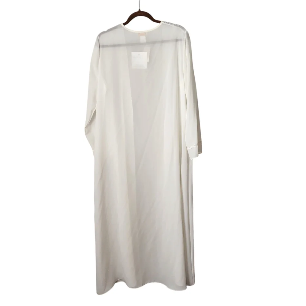 INTIMATES BY FLORA Sheer‎ Lace Maxi Robe Ivory Bridal Boudoir NEW M